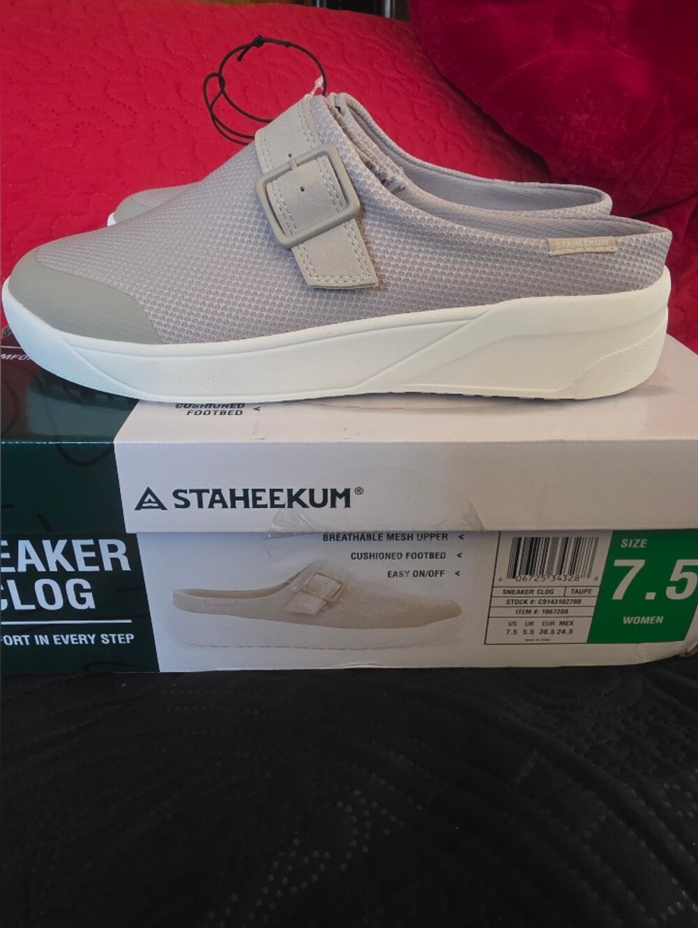 Staheekum Women's Slip-On Mule Clog in Light Taupe